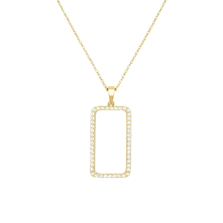 Дамско колие с правоъгълна висулка и цирконий 65 Дамско колие с правоъгълна висулка и цирконий