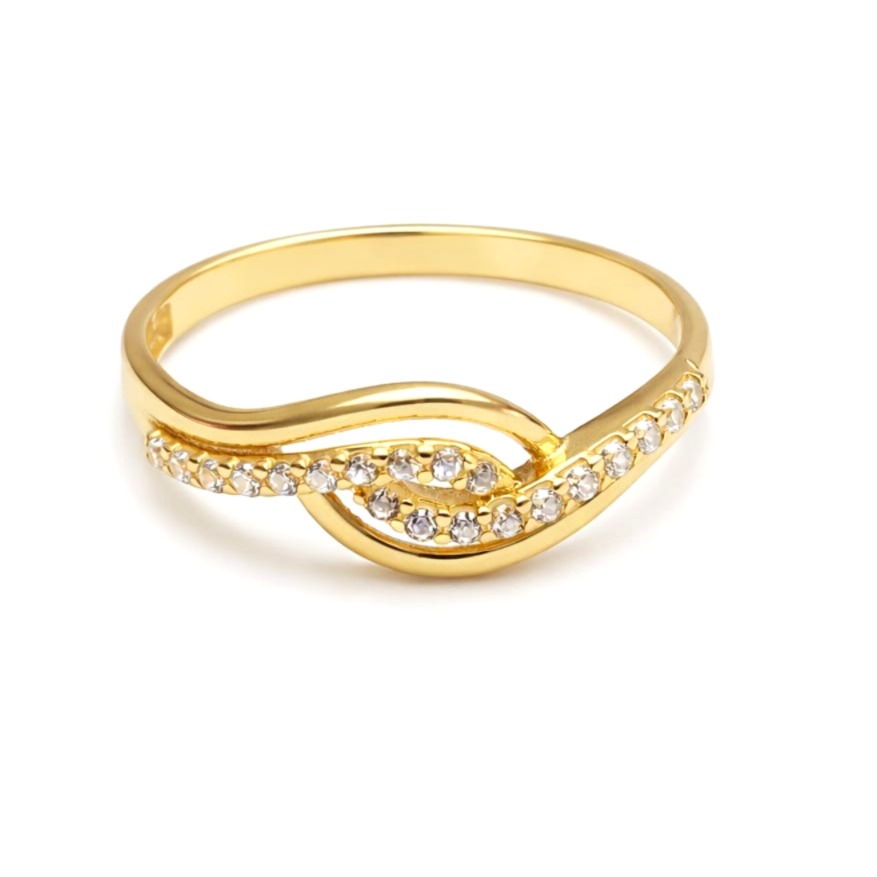 Дамски златен пръстен с цирконий