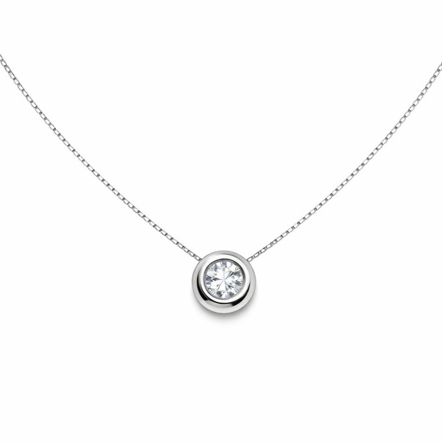 Колие от бяло злато 18 карата с диамант