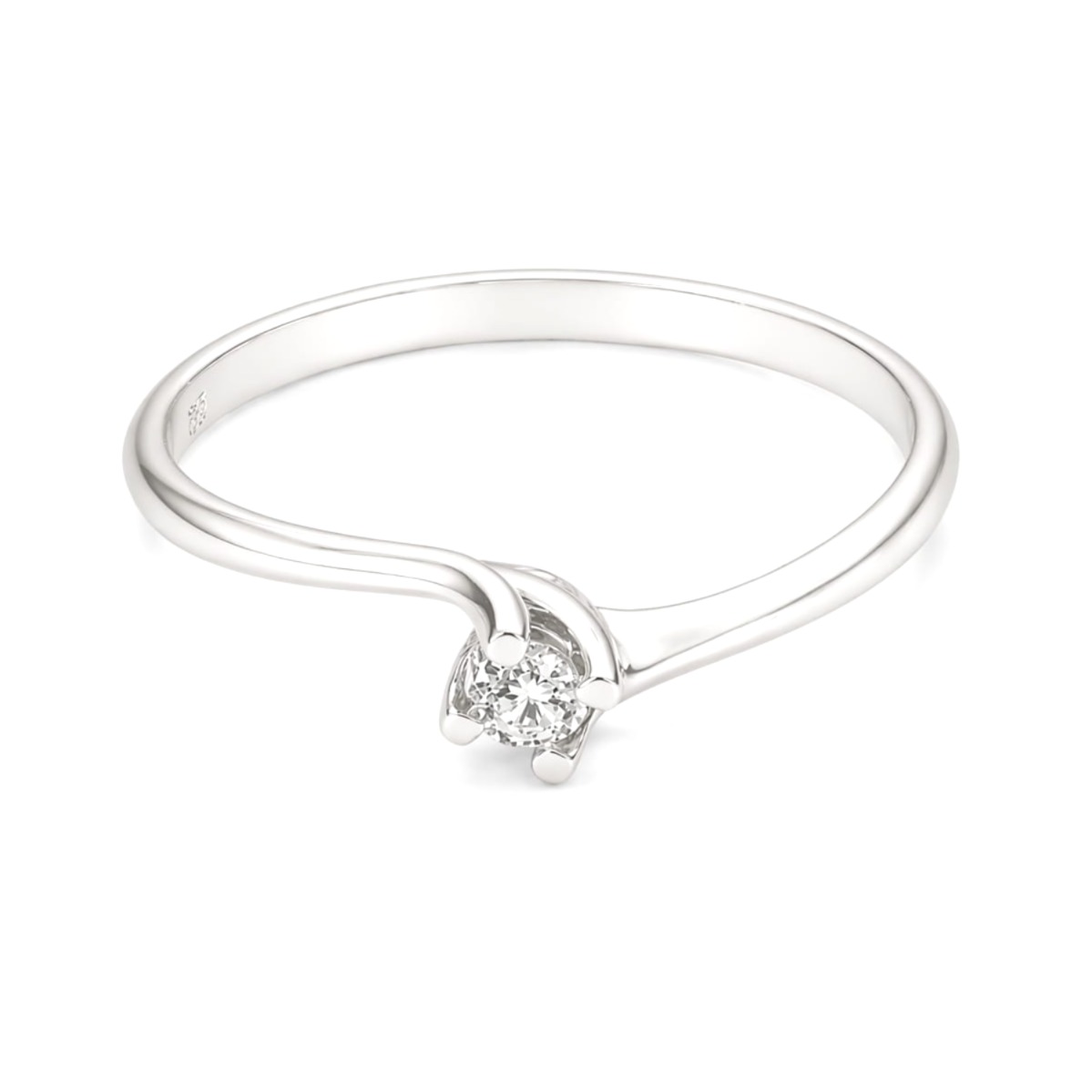 Годежен пръстен от бяло злато с диамант 0,06 карата