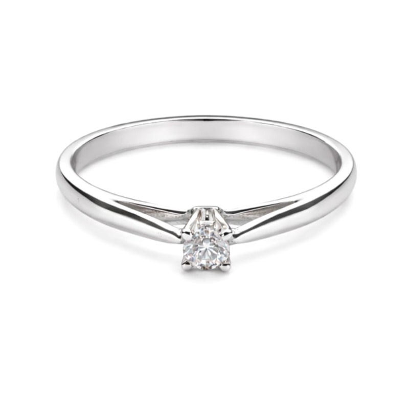 Годежен пръстен от бяло злато с диамант 0,07 карата