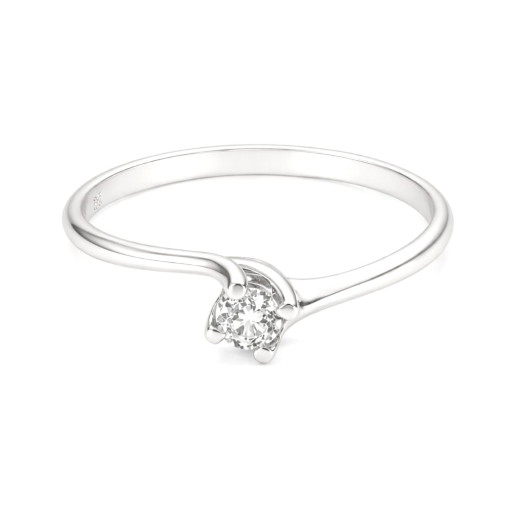 Годежен пръстен от бяло злато с диамант 0,16 карата
