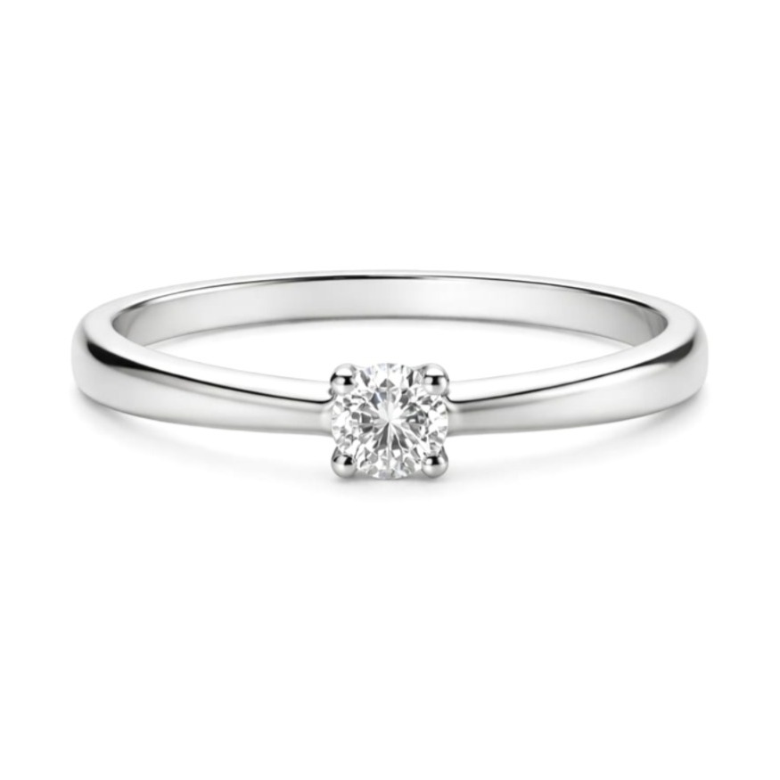 Годежен пръстен от бяло злато с диамант