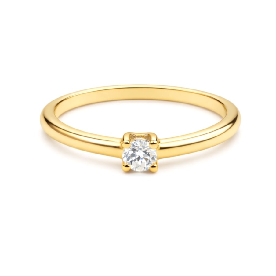 Годежен пръстен от жълто злато с диамант