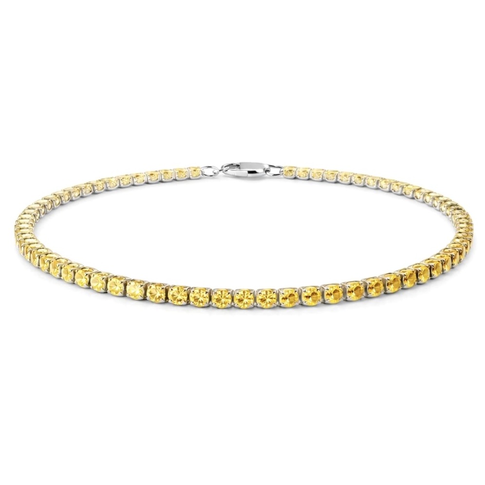 Тенис гривна от бяло злато с жълти диаманти